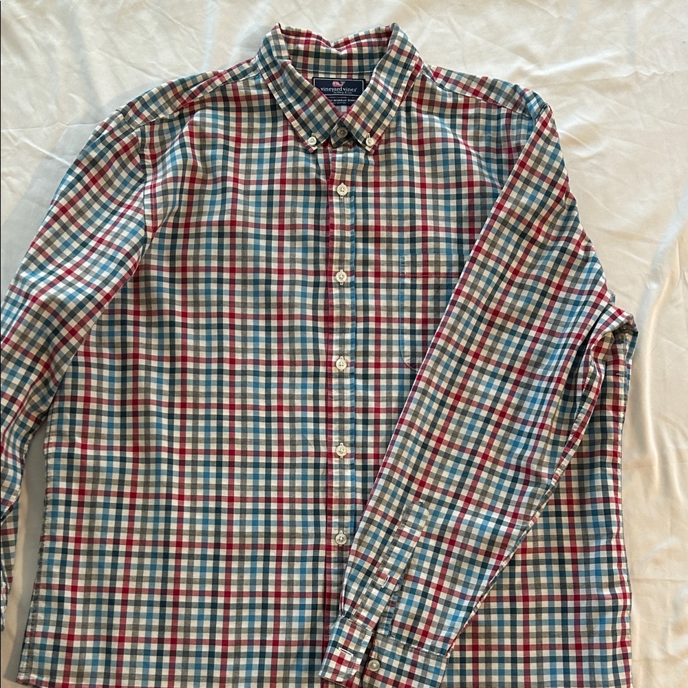 Vineyard Vines Plaid Button-Down Shirt in Red, Blue & Green